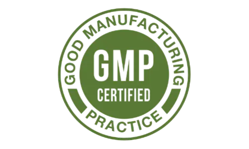 Certified Good Manufacturing Practices badge indicating consistent product quality and safety protocols